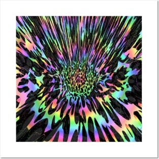 Rainbow Trippy Tie Dye Leopard Posters and Art